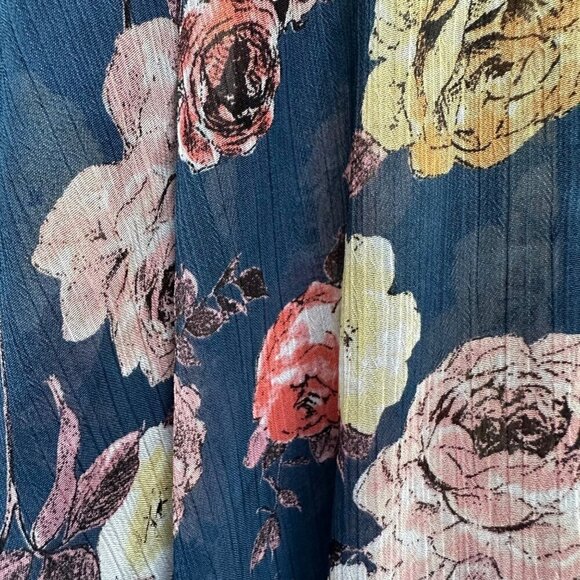 Band of Gypsies Blue Floral Cover-Up Kimono Cardigan Kaftan Womens Size XS/S - Picture 7 of 8